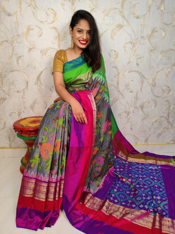 Chanderi Double Ikkat saree