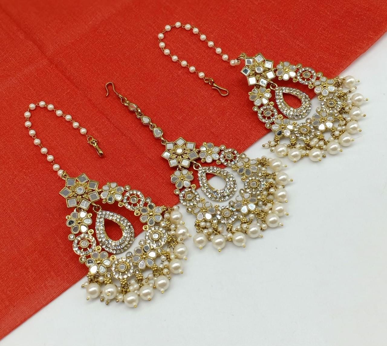 Mirror earing Mang tikka set – Vdesi Connect