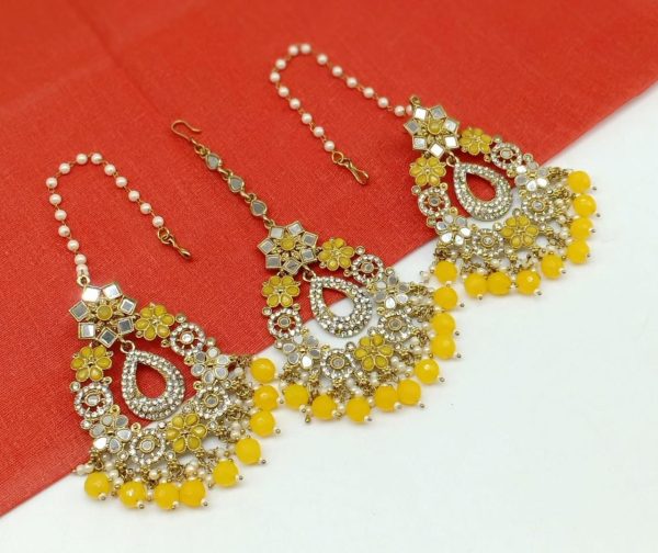 Mirror earing Mang tikka set