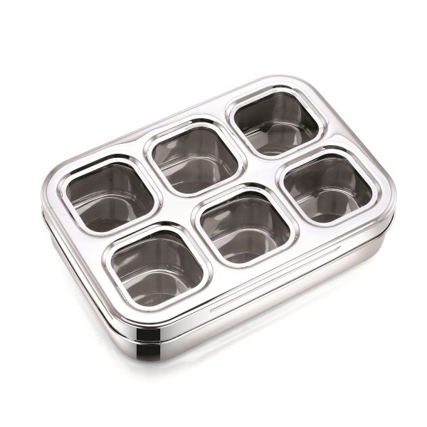 Dry Fruit Cum Spice Box- 6 Square Design