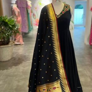 Designer raw silk long frock