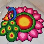 Traditional Rangoli mat / Decor mat / Peacock design rangoli mat / Ready to use - Option 1
