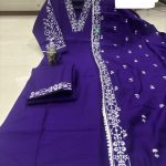 V Neck Sleeve Work Kurta Set